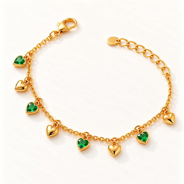 Emerald Heart Charm Bracelet