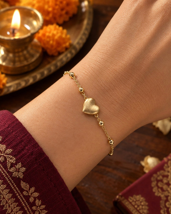Golden Heart Bead Bracelet