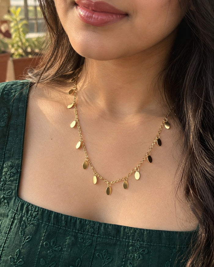Golden Leaf Drops Necklace