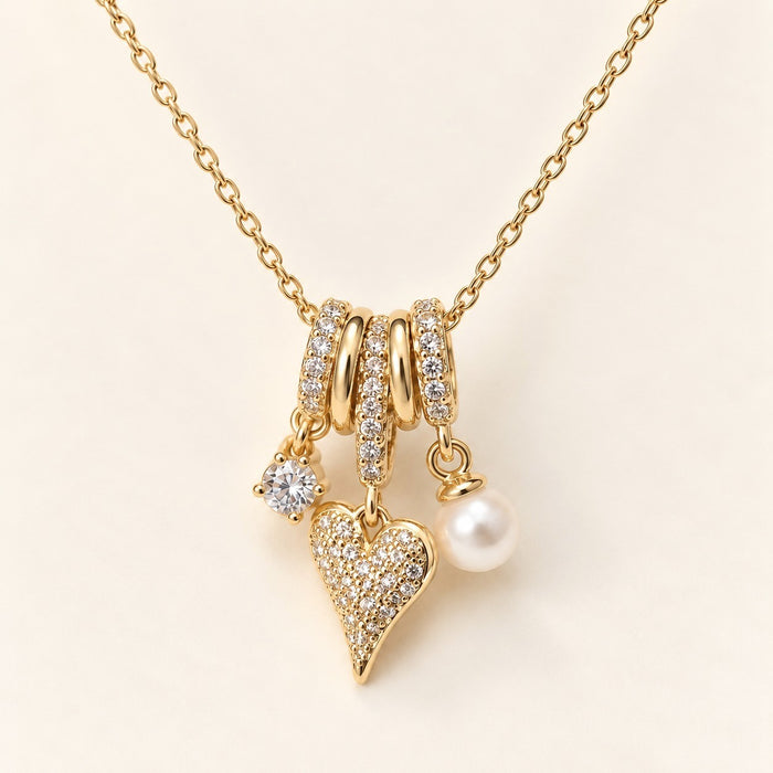 Heart Pearl Charm Necklace