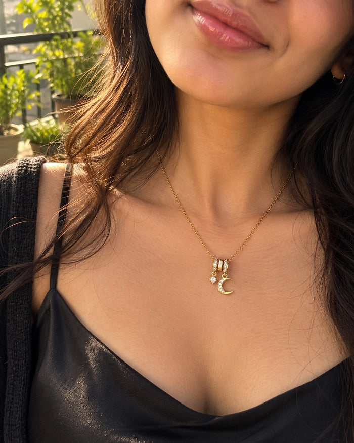 Moon & Star Charm Necklace