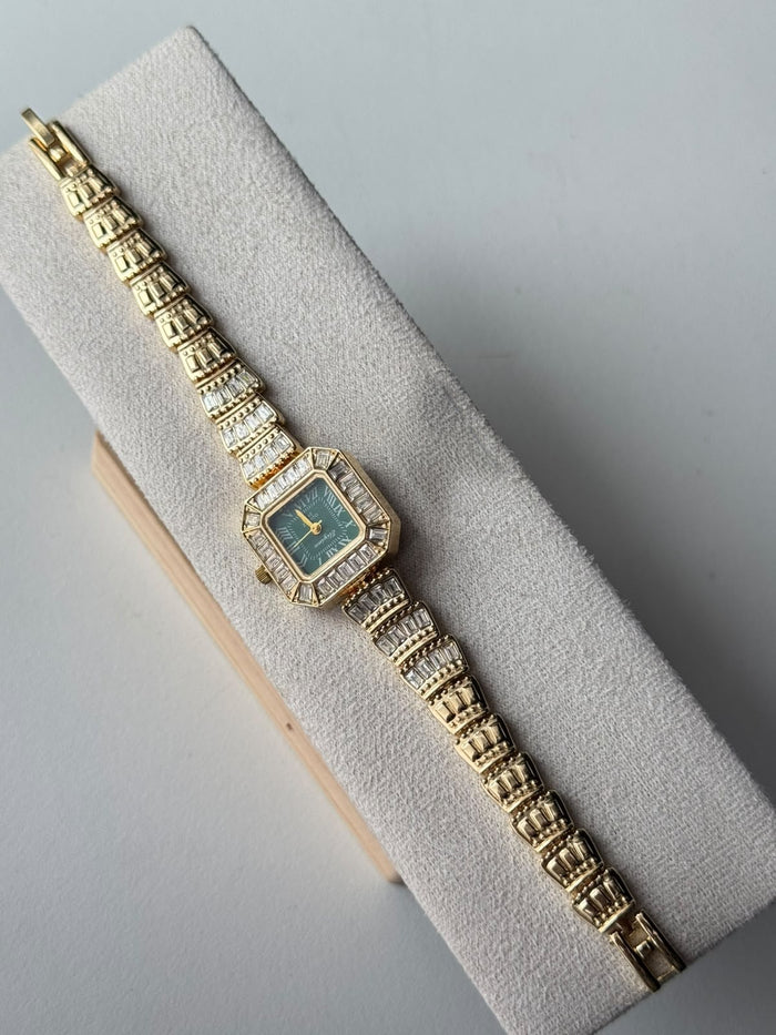 Green Baguette Square Watch