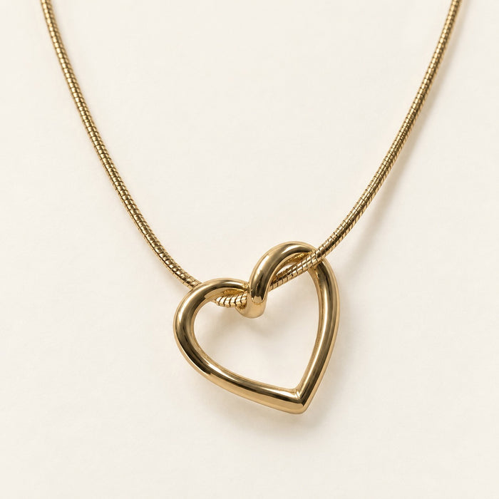 Open Heart Snake Chain Necklace