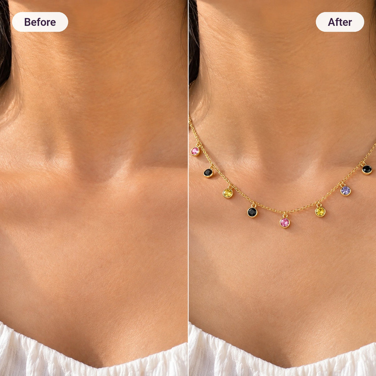 Candy Drops Necklace – before and after