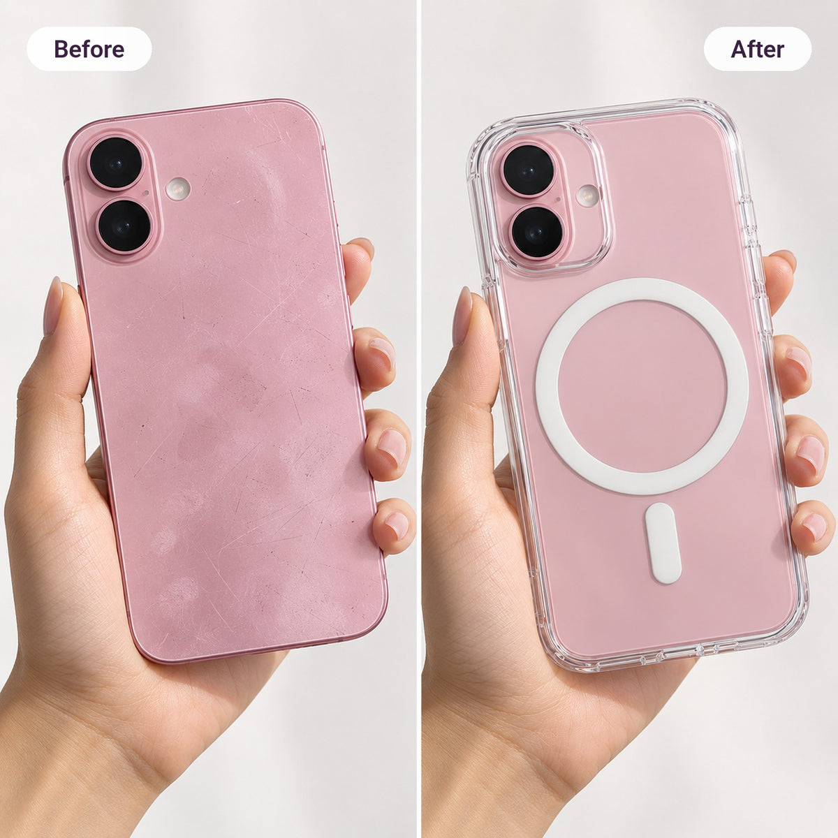 Clear MagSafe Luxury Case – before and after