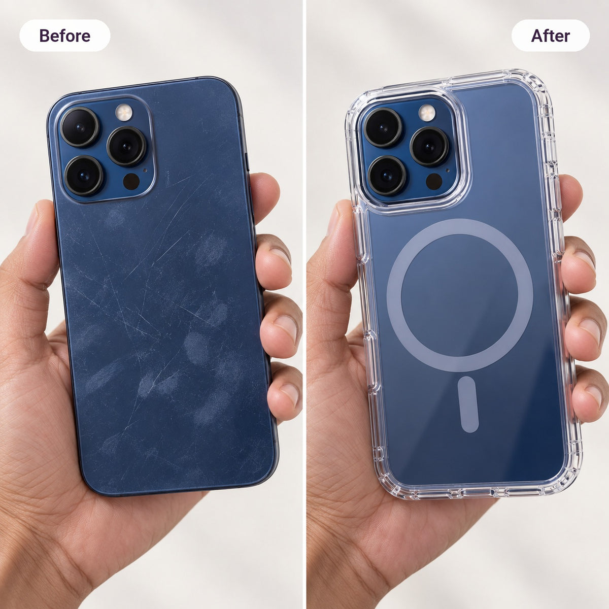 Clear Magnetic Case – before and after