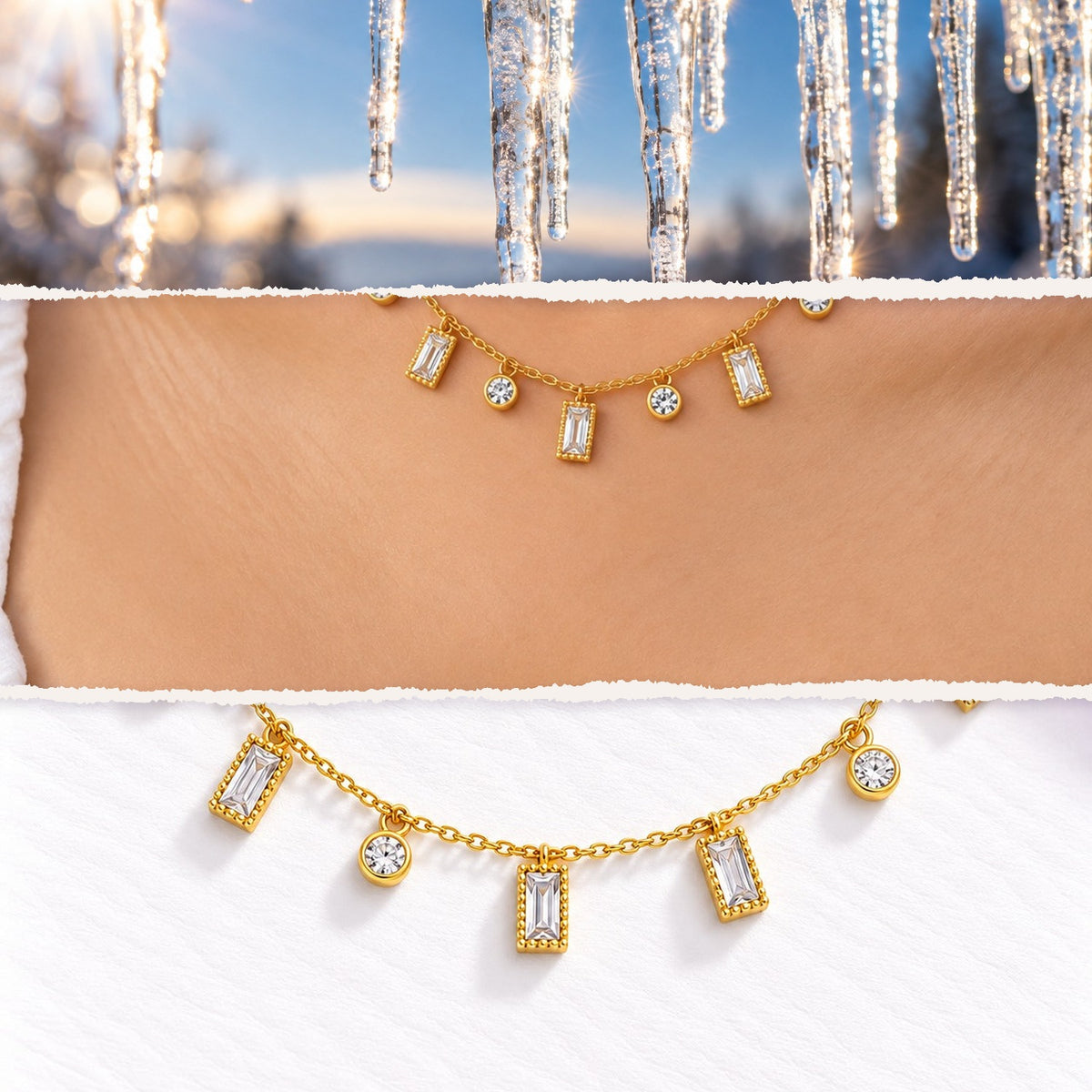 Crystal Baguette Necklace – inspired by nature, worn