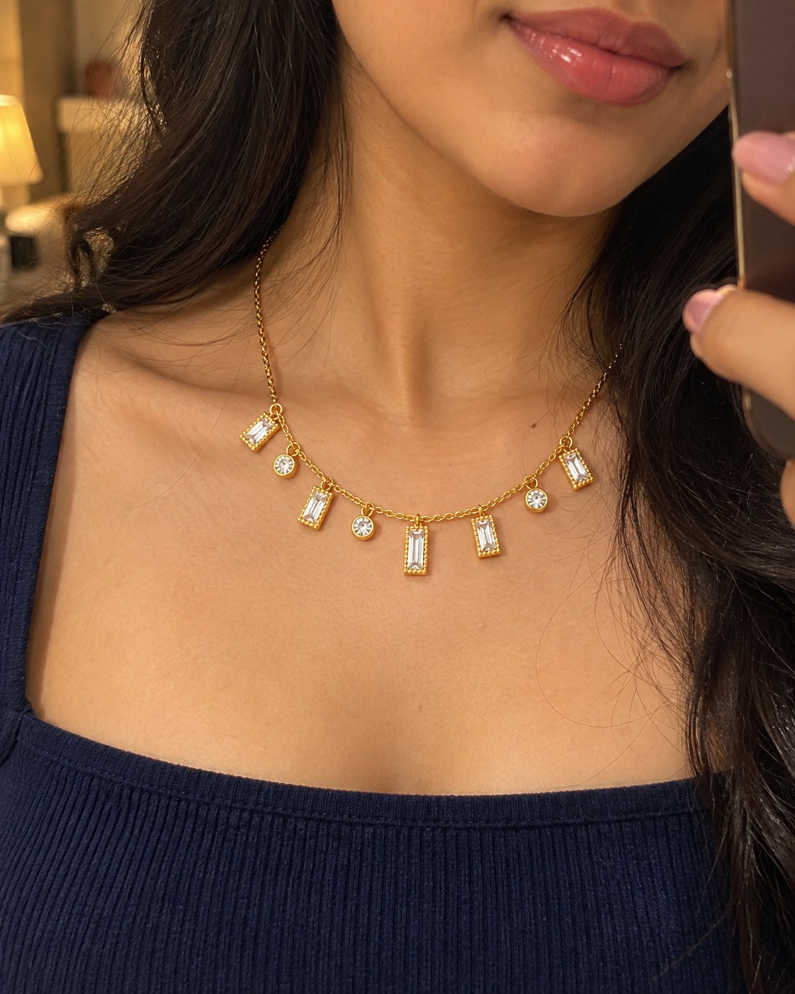 Crystal Baguette Necklace – worn