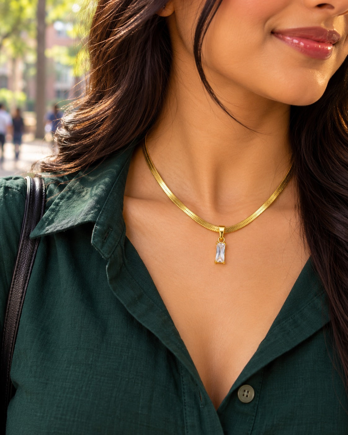 Crystal Bar Necklace – worn