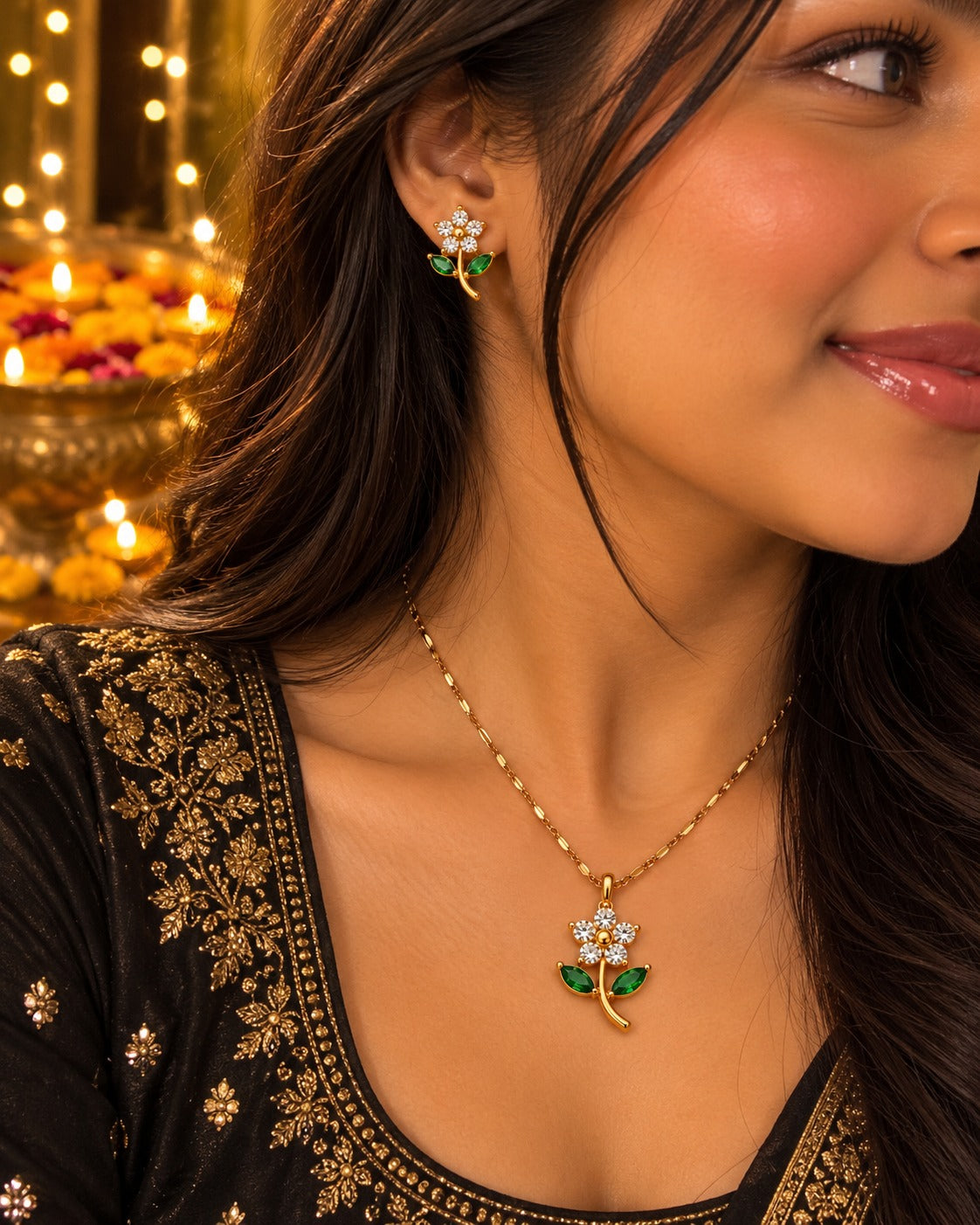 Crystal Bloom Stem Set – worn
