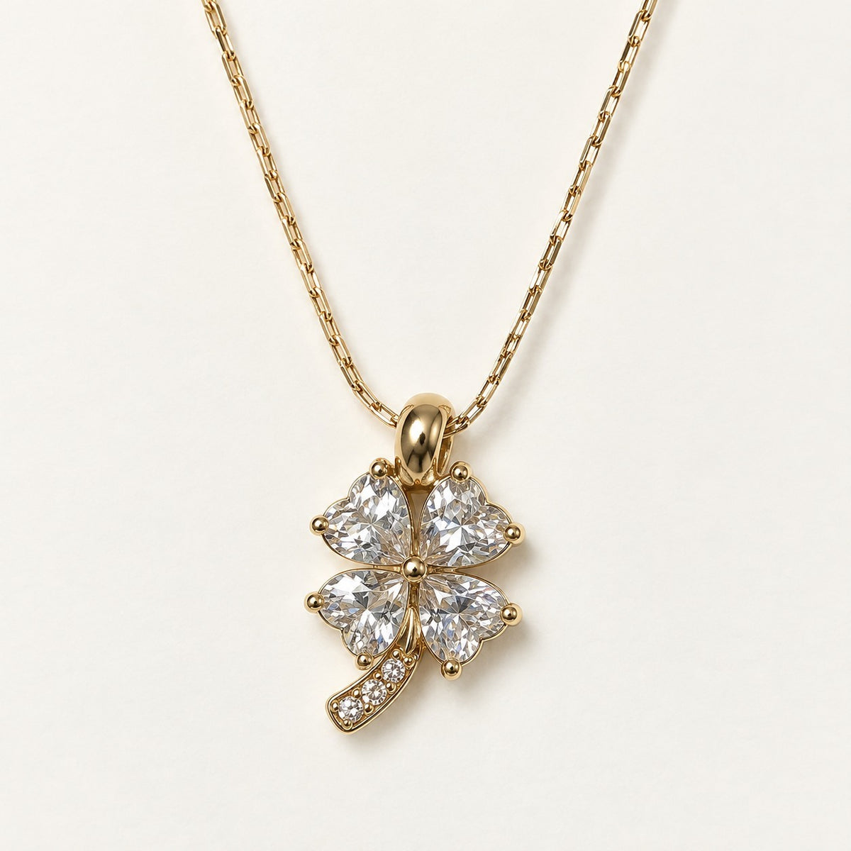 Crystal Clover Necklace product photo on cream