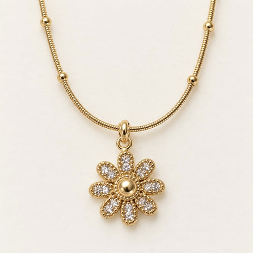 Crystal Daisy Necklace product photo on cream