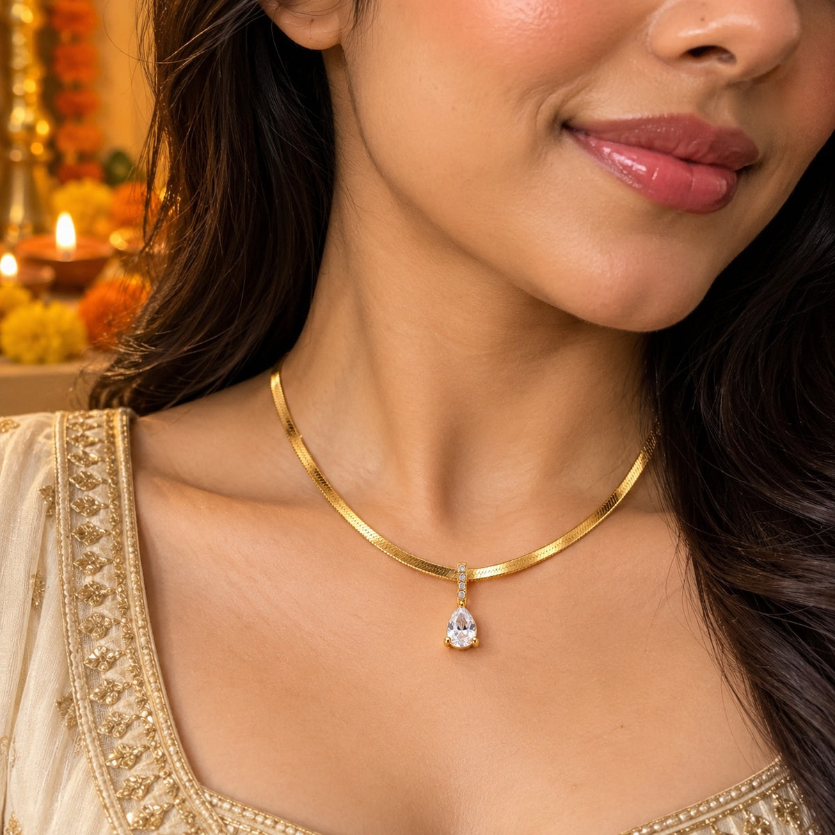 Crystal Drop Necklace – worn