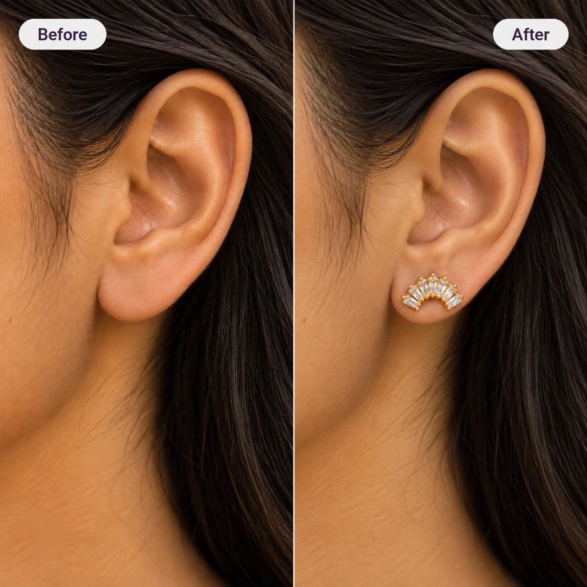 Crystal Fan Studs – before and after
