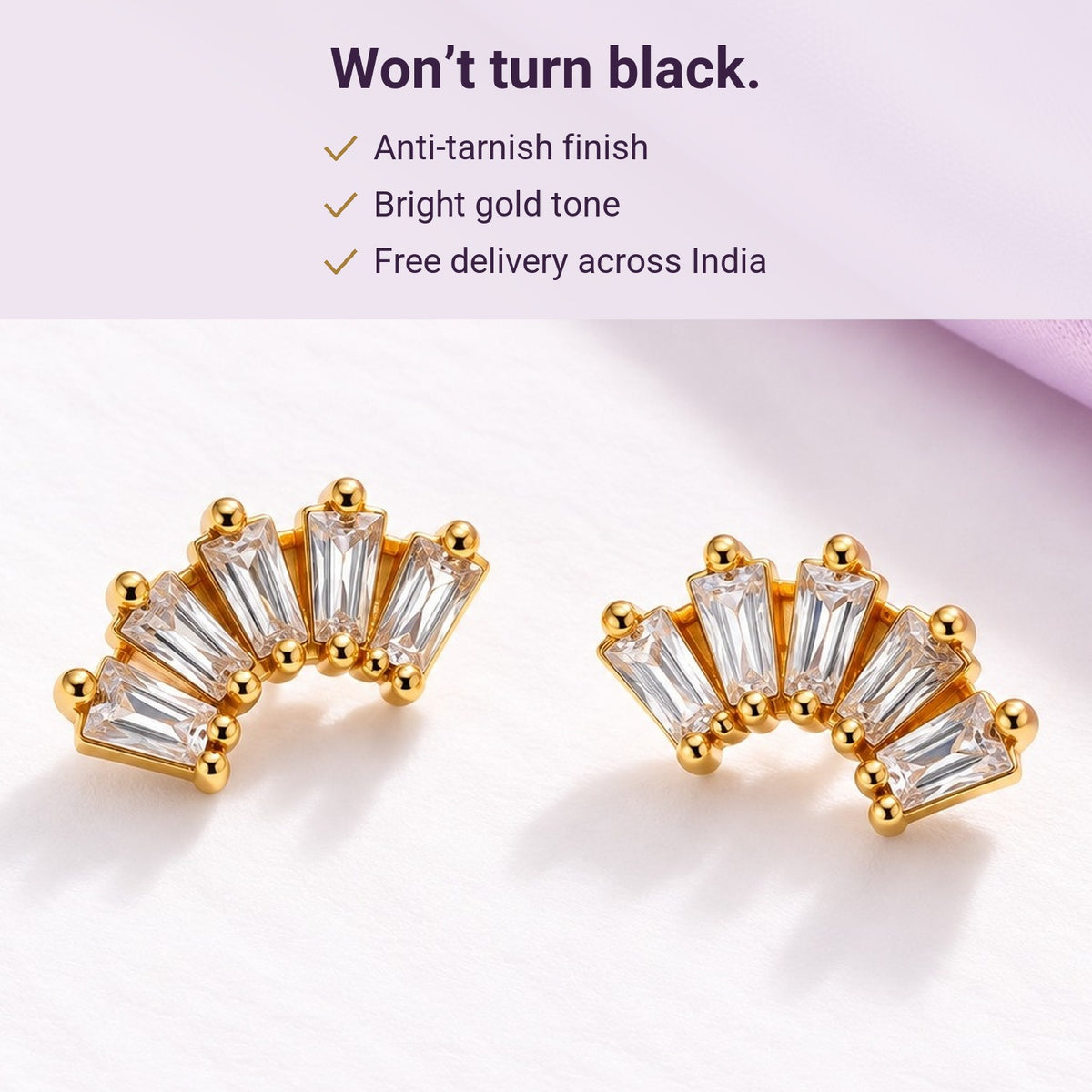 Crystal Fan Studs – anti-tarnish