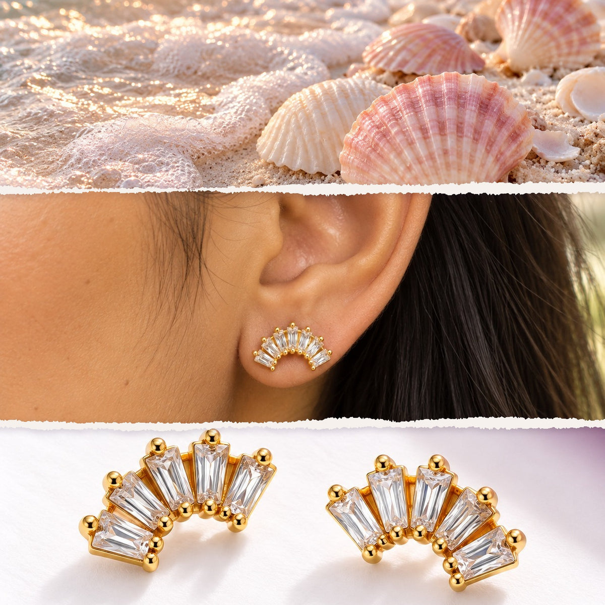 Crystal Fan Studs – inspired by nature, worn