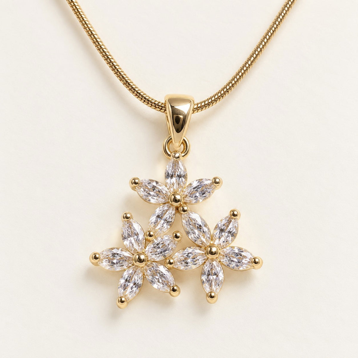 Crystal Flower Trio Necklace – product photo