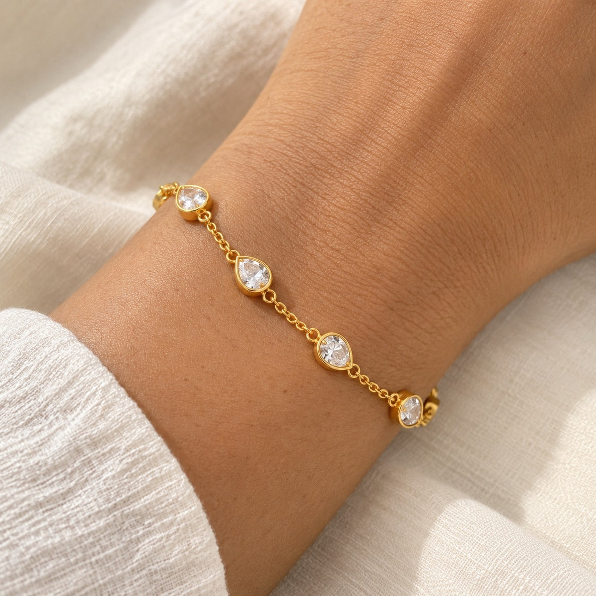 Crystal Heart Station Bracelet – worn