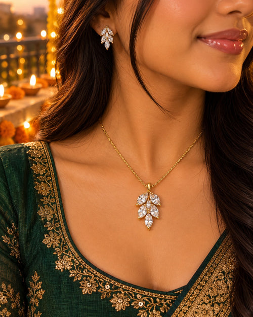 Crystal Leaf Set – worn