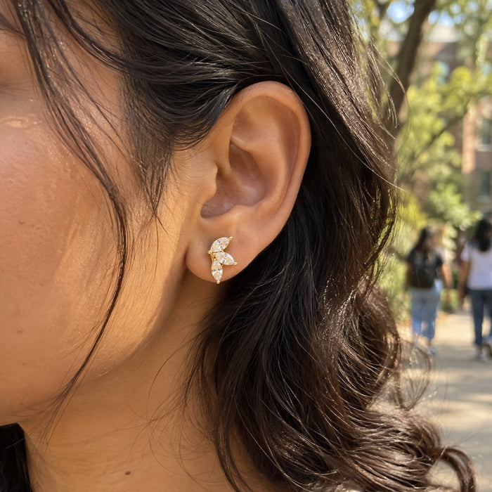Crystal Leaf Studs
