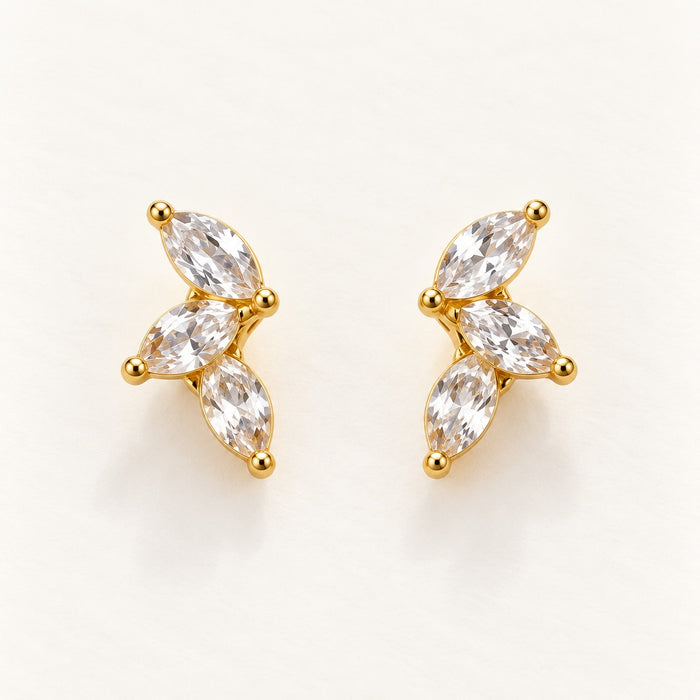 Crystal Leaf Studs
