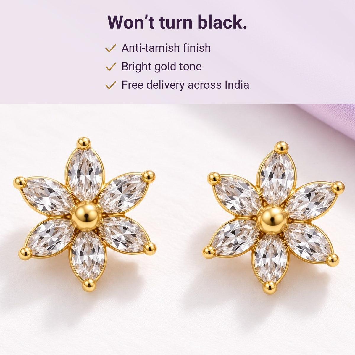 Crystal Lily Studs – anti-tarnish