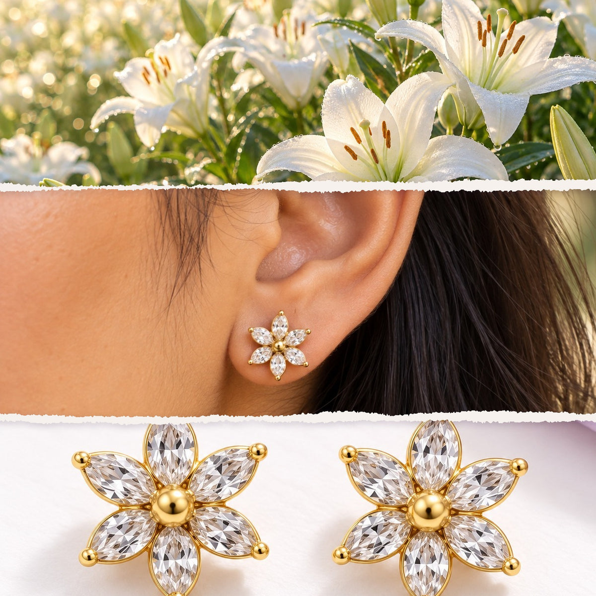 Crystal Lily Studs – inspired by nature, worn