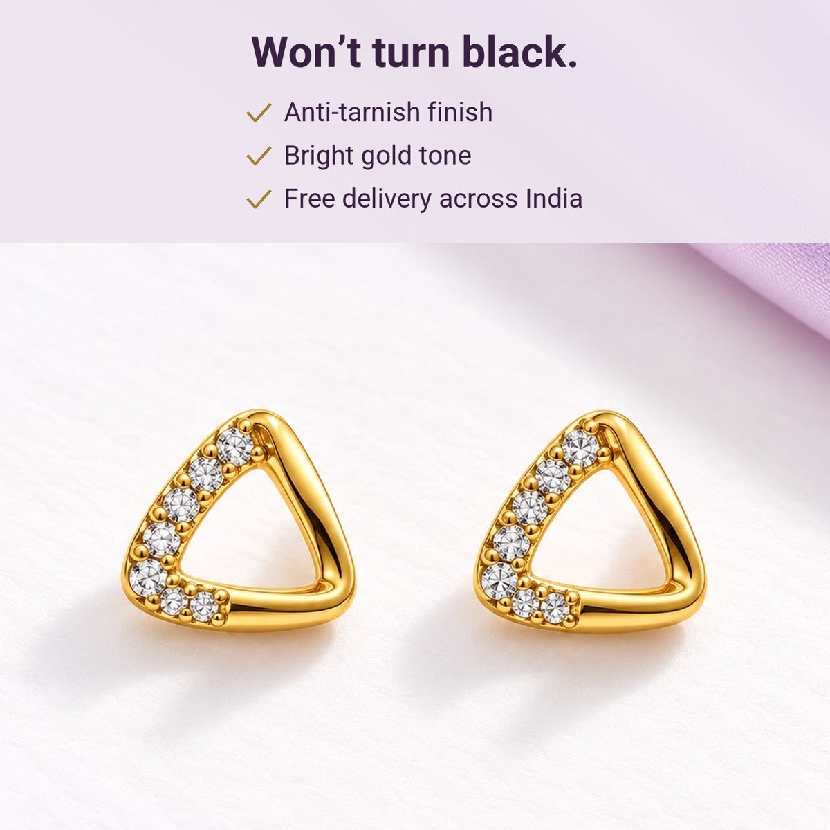Crystal Triangle Studs – anti-tarnish