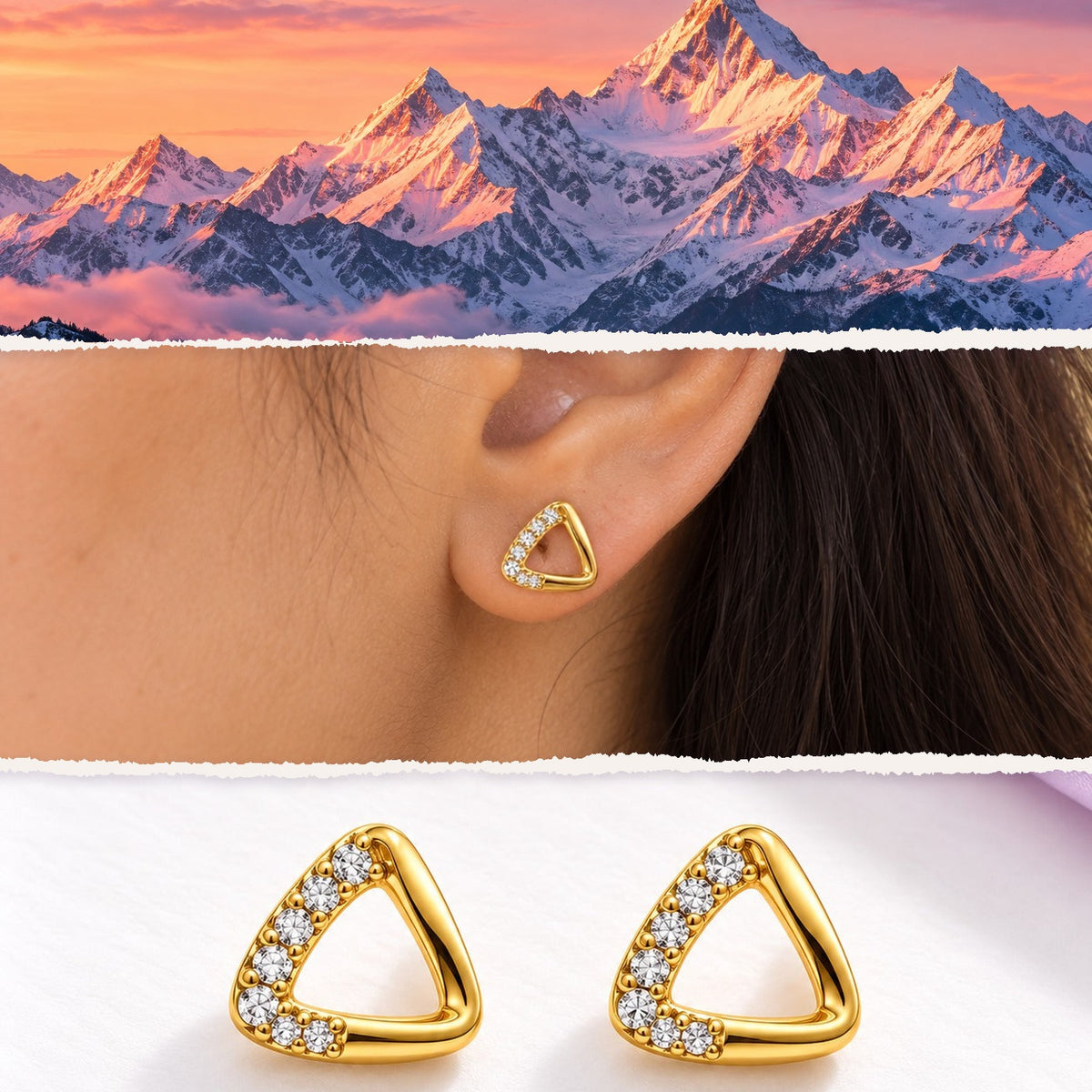 Crystal Triangle Studs – inspired by nature, worn