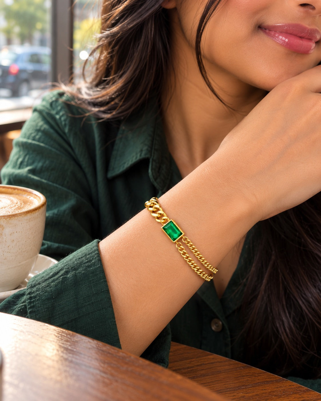 Emerald Cuban Bracelet – worn