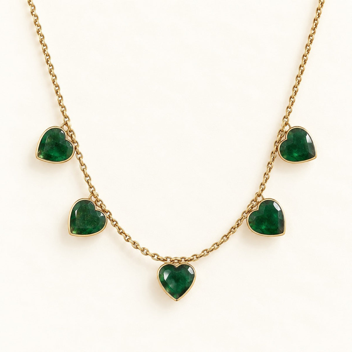 Emerald Five Hearts Necklace – product photo