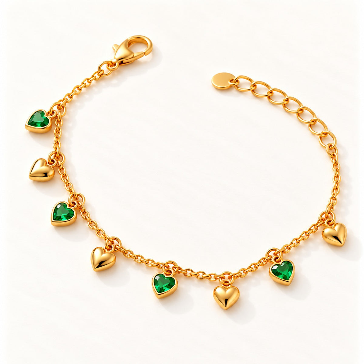 Emerald Heart Charm Bracelet – product photo