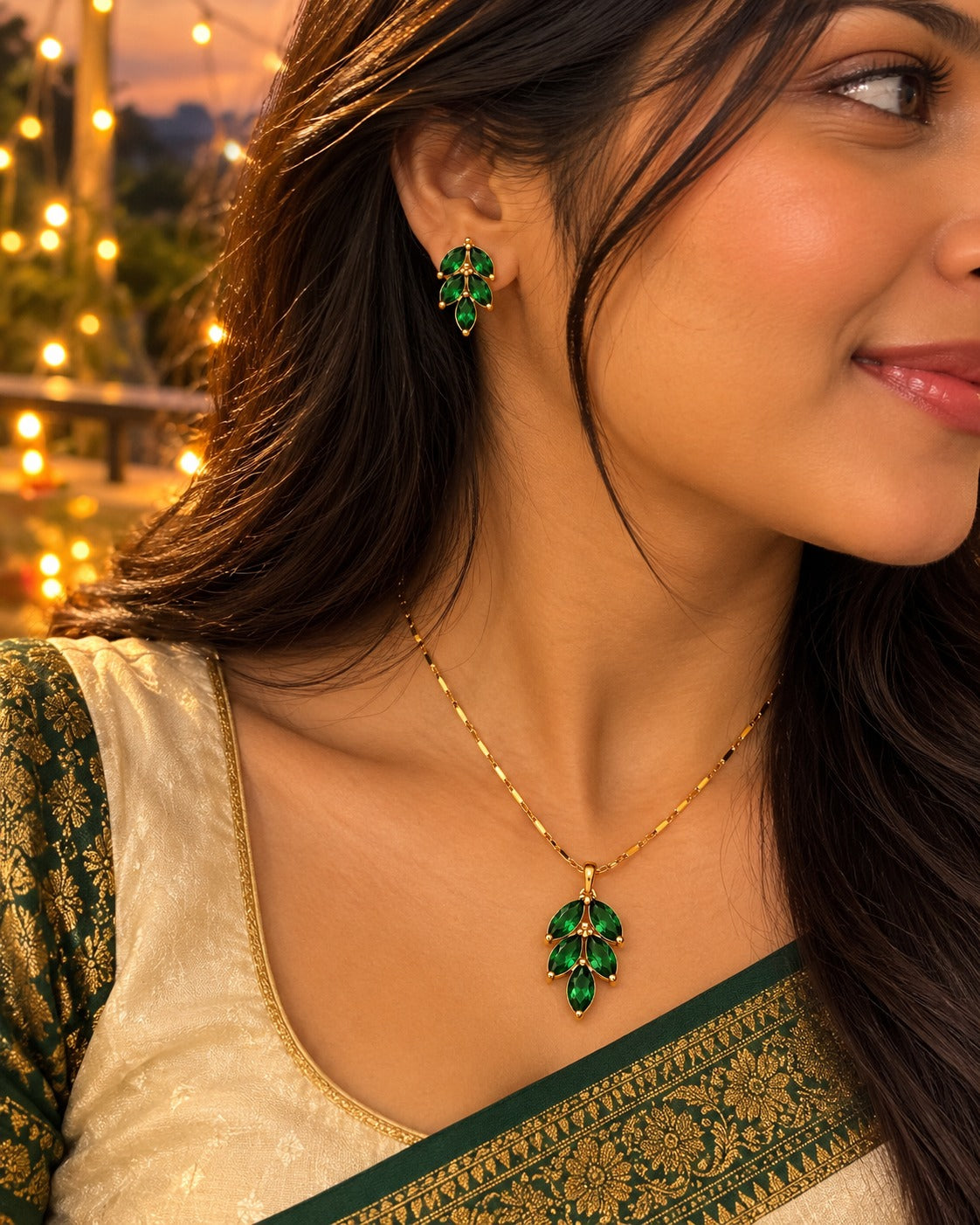 Emerald Leaf Set – worn