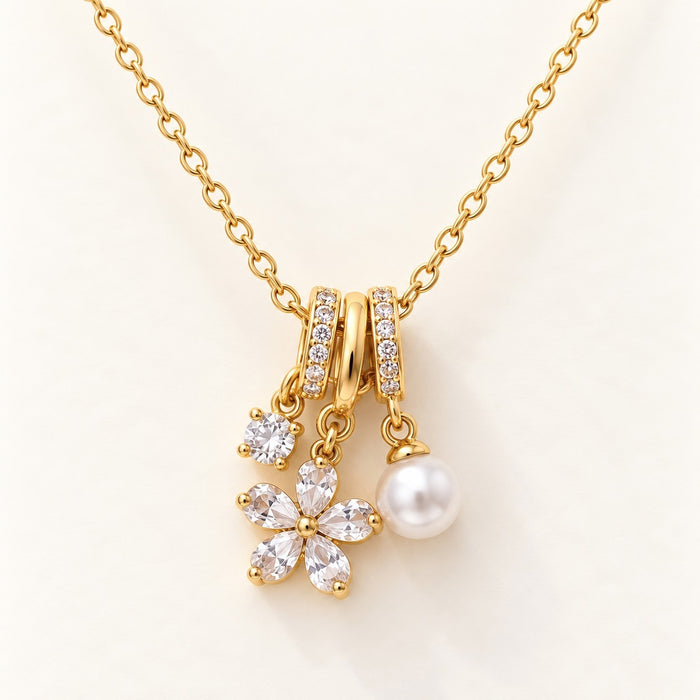 Flower Pearl Charm Necklace