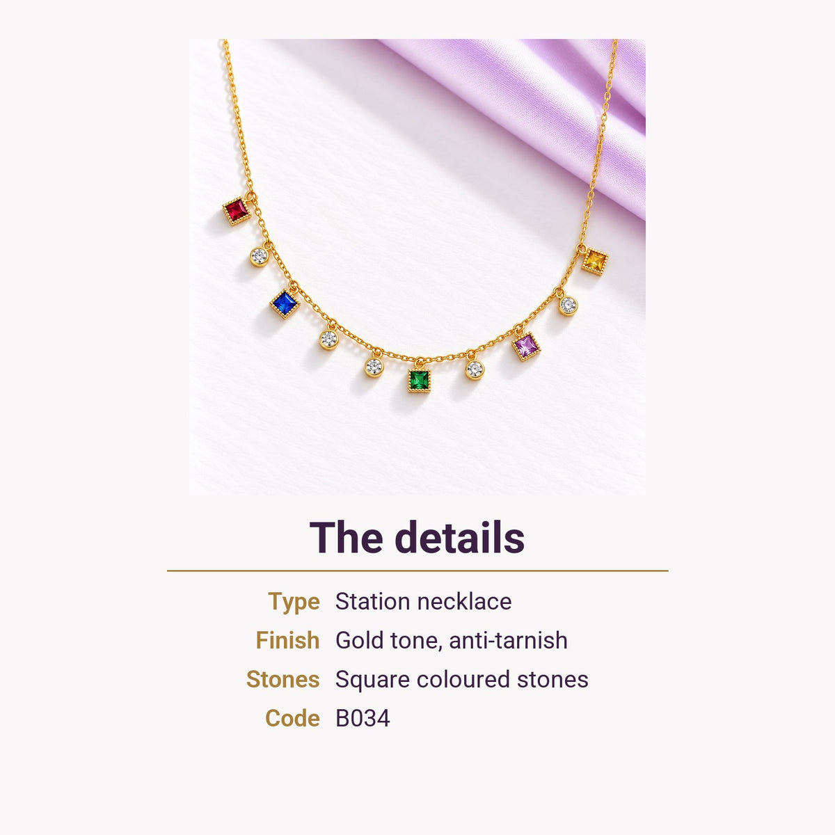 Gem Square Necklace – the details