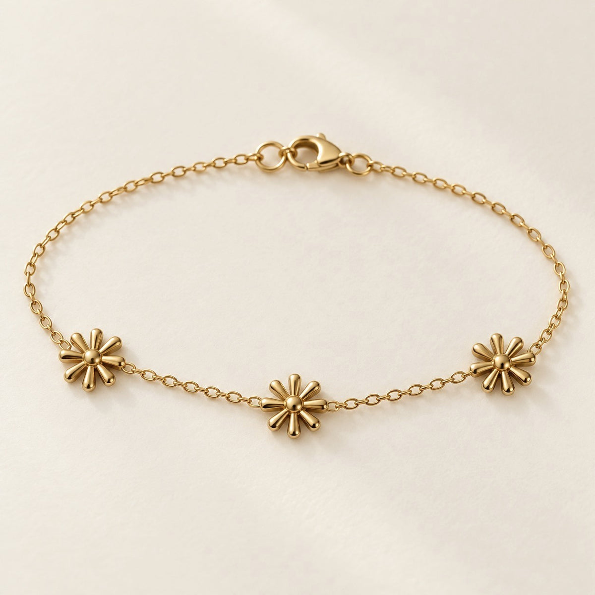 Golden Daisy Bracelet product photo on cream