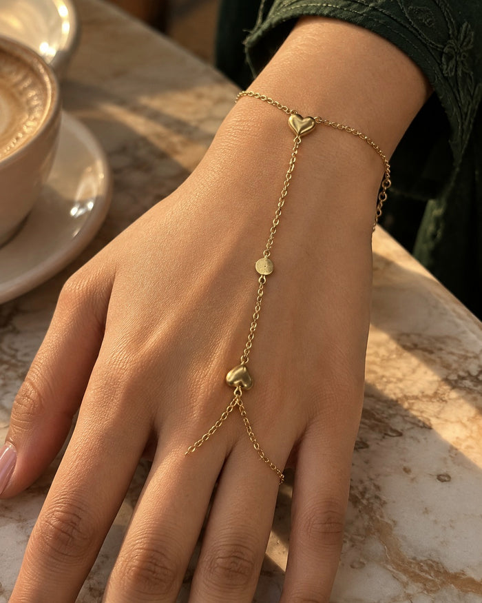 Golden Heart Hand Chain