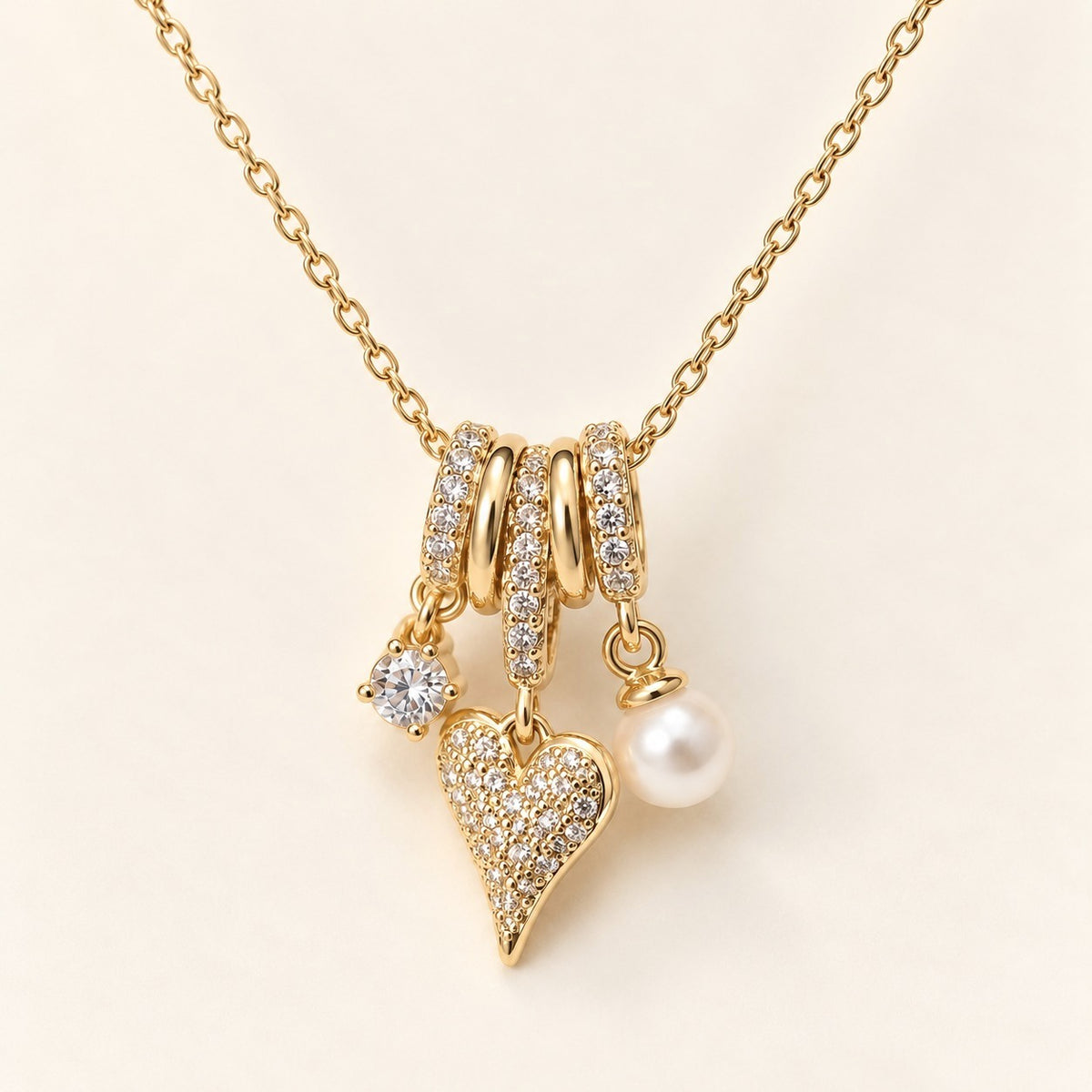 Heart Pearl Charm Necklace – product photo