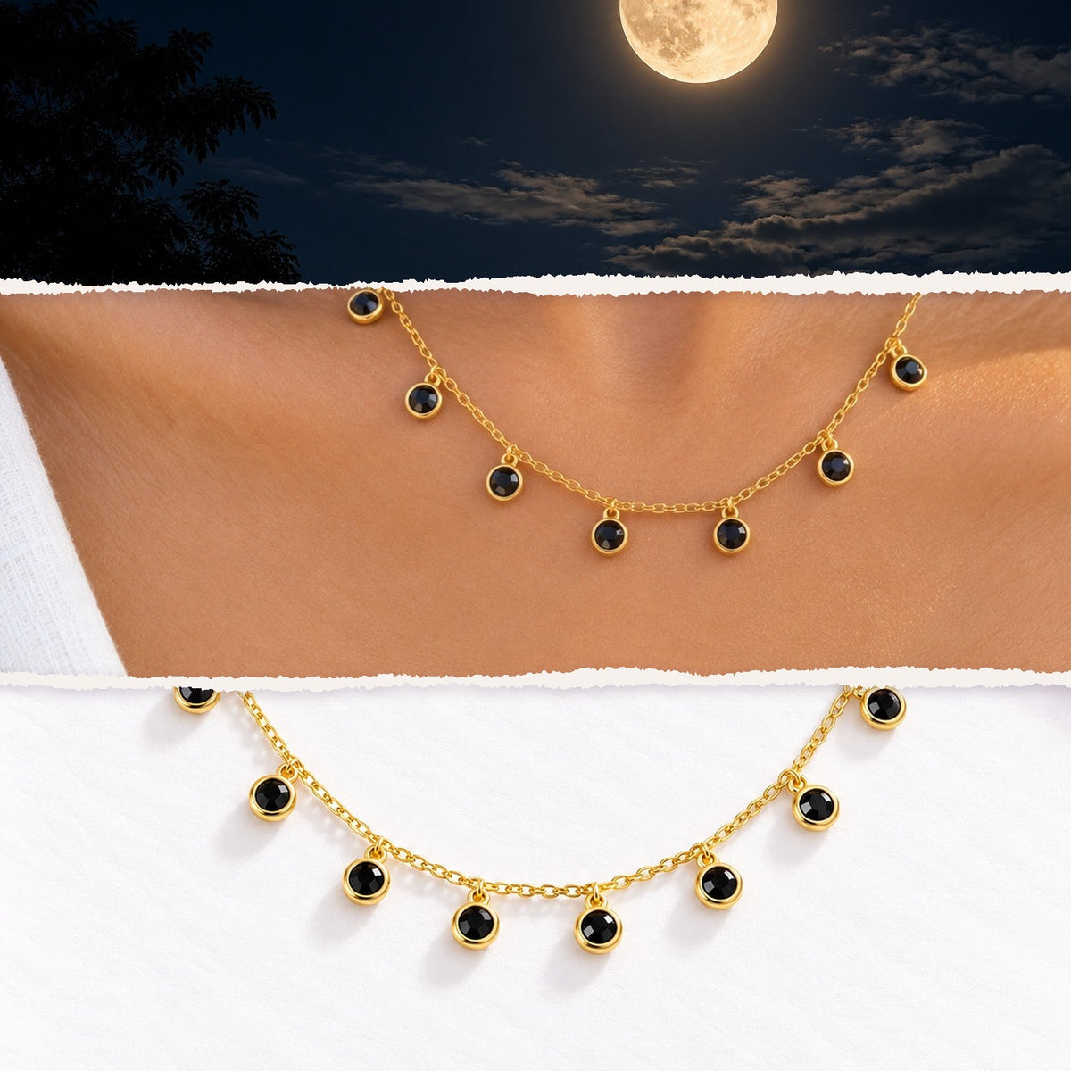 Midnight Drops Necklace – inspired by nature, worn