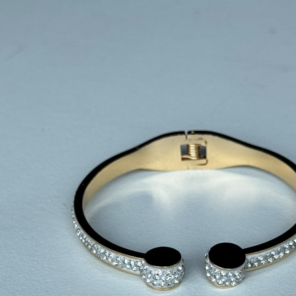 Black Disc Crystal Cuff, real photo
