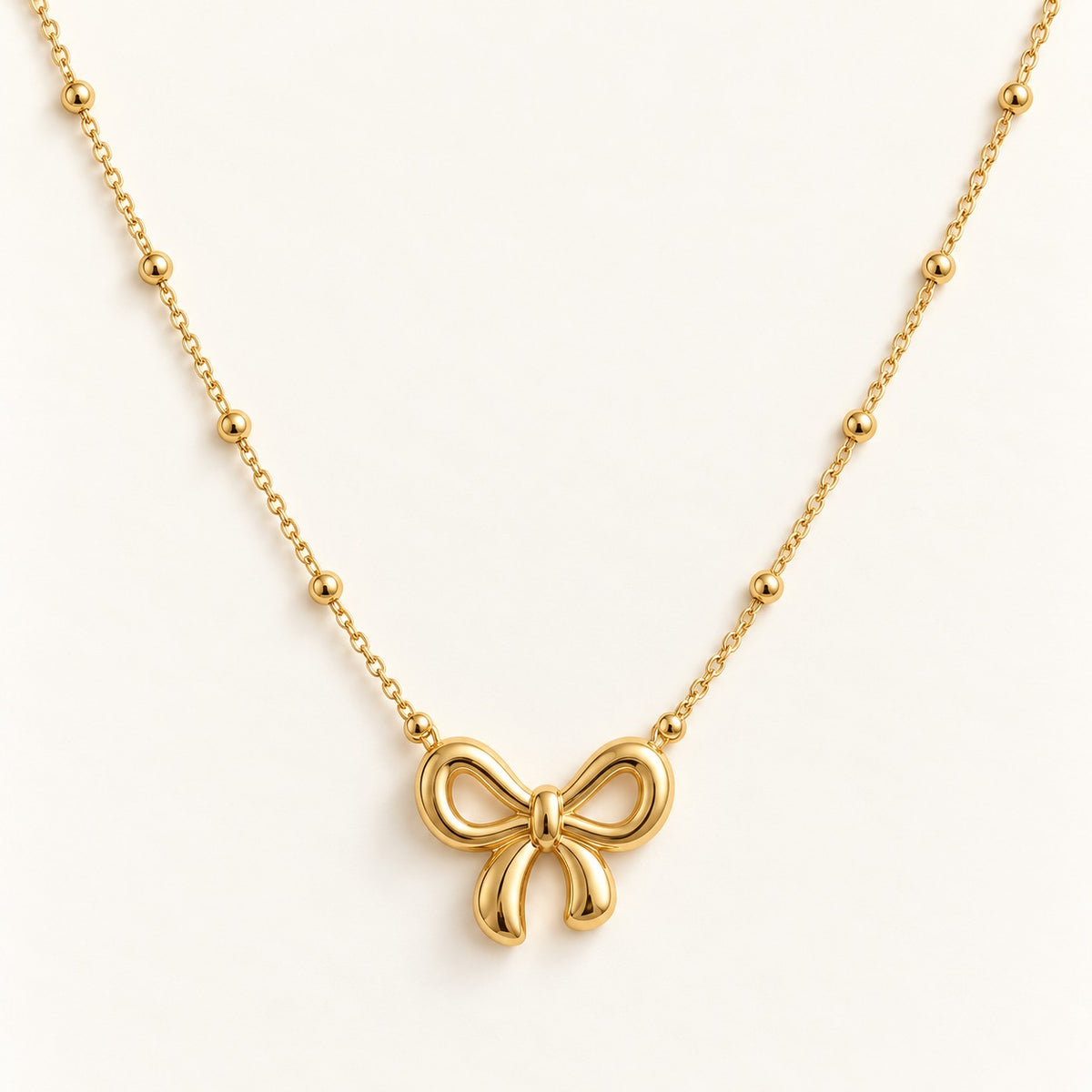 Bow Bead Chain Necklace