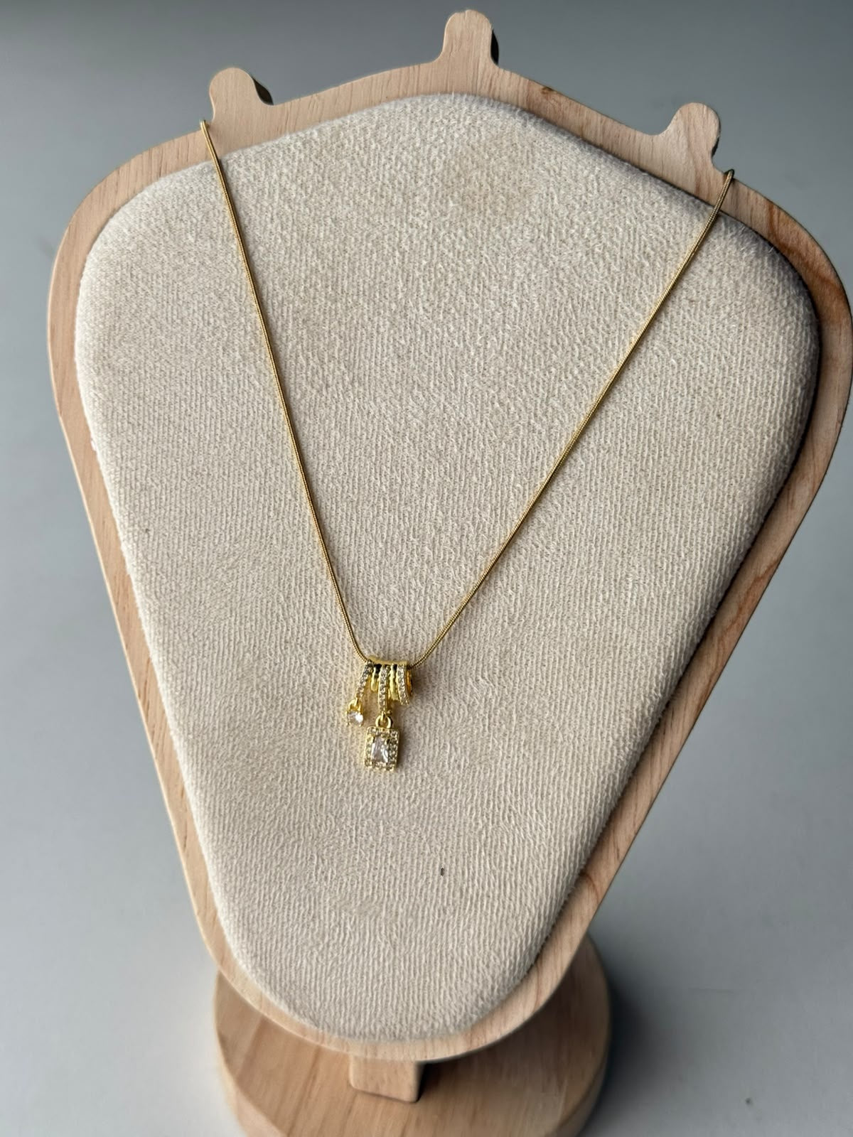 Crystal Baguette Charm Necklace, real photo