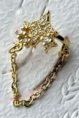 Crystal Star Chain Ear Cuff