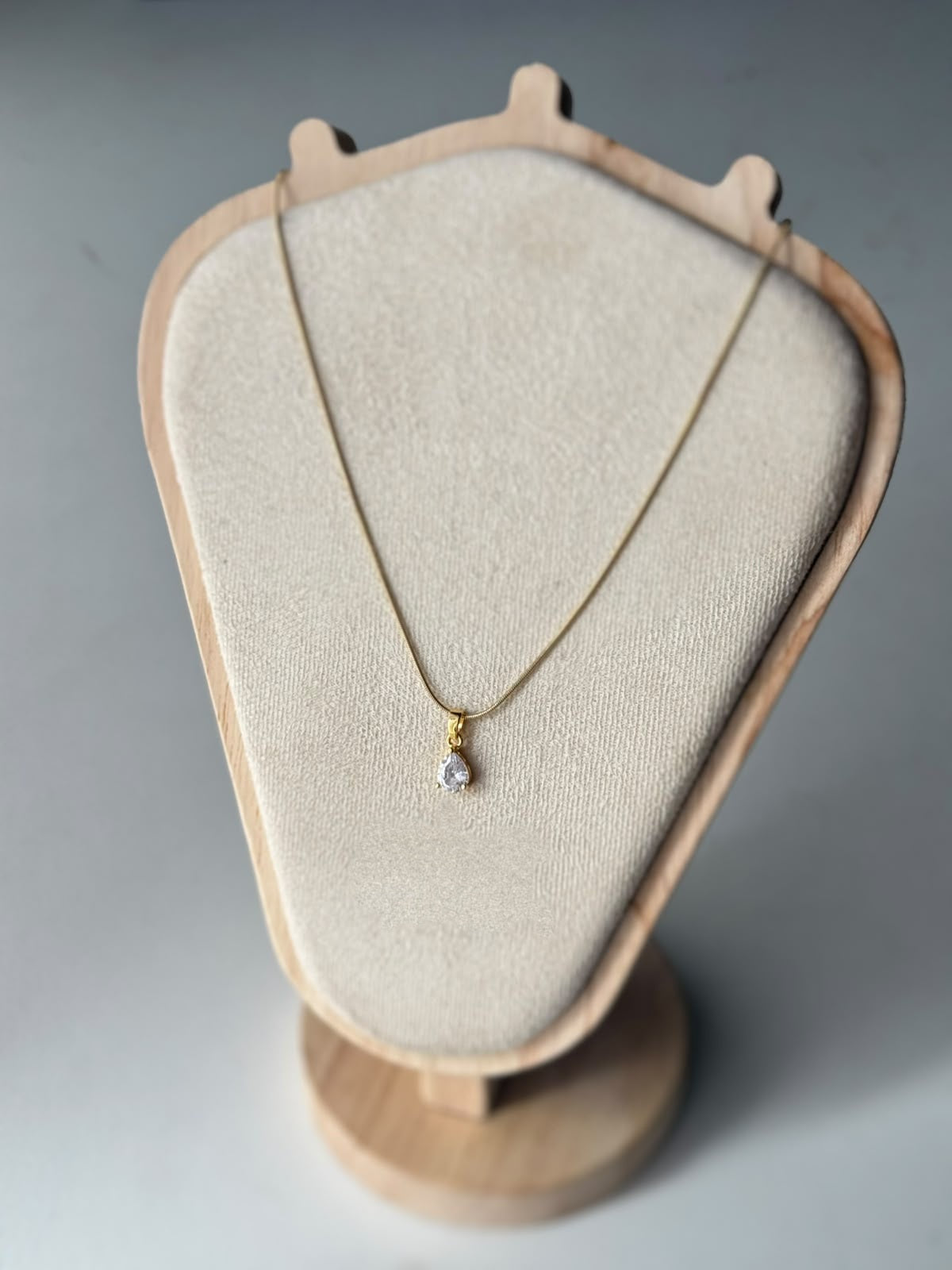 Crystal Teardrop Solitaire Necklace, real photo