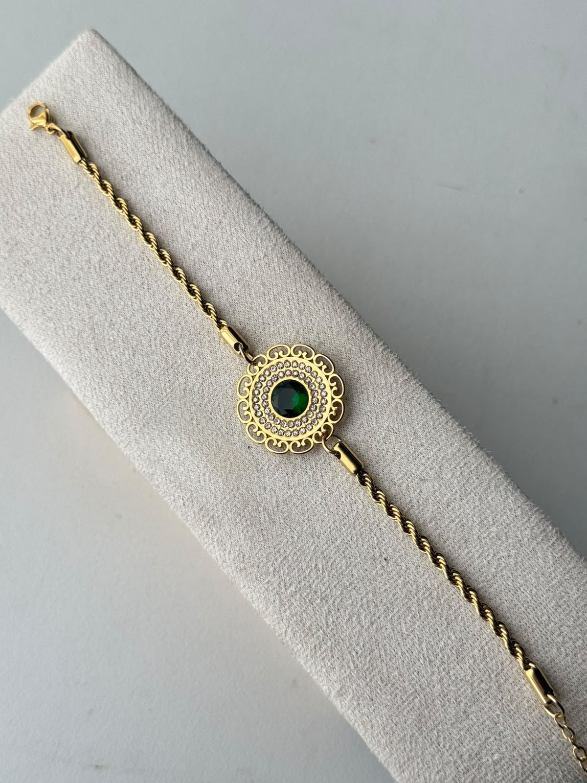 Emerald Filigree Rope Bracelet, real photo 2