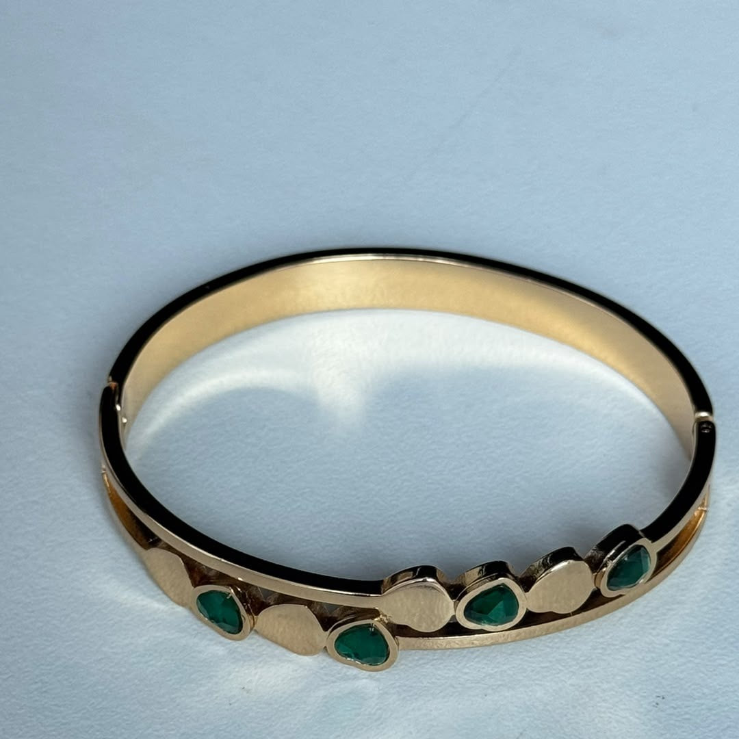 Emerald Heart Row Bangle, real photo