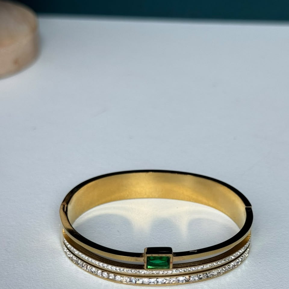 Emerald Rectangle Crystal Bangle, real photo