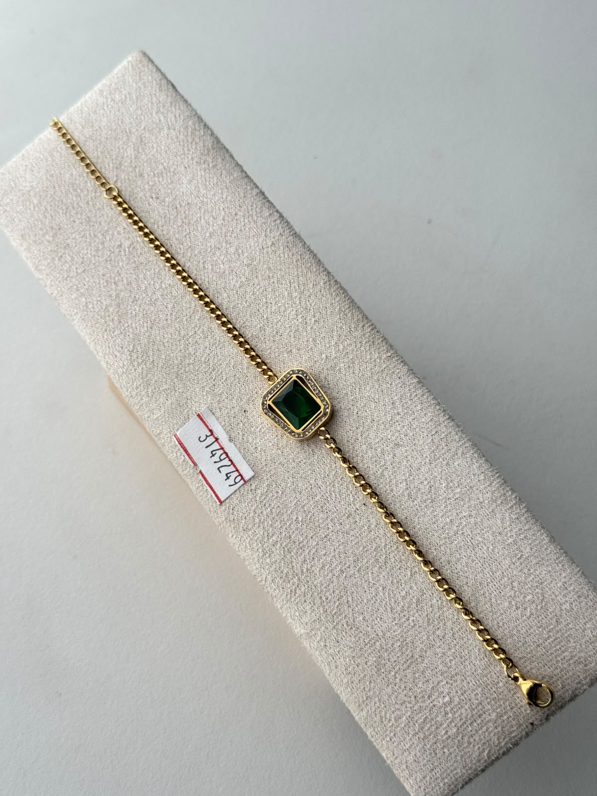 Emerald Square Halo Bracelet, real photo