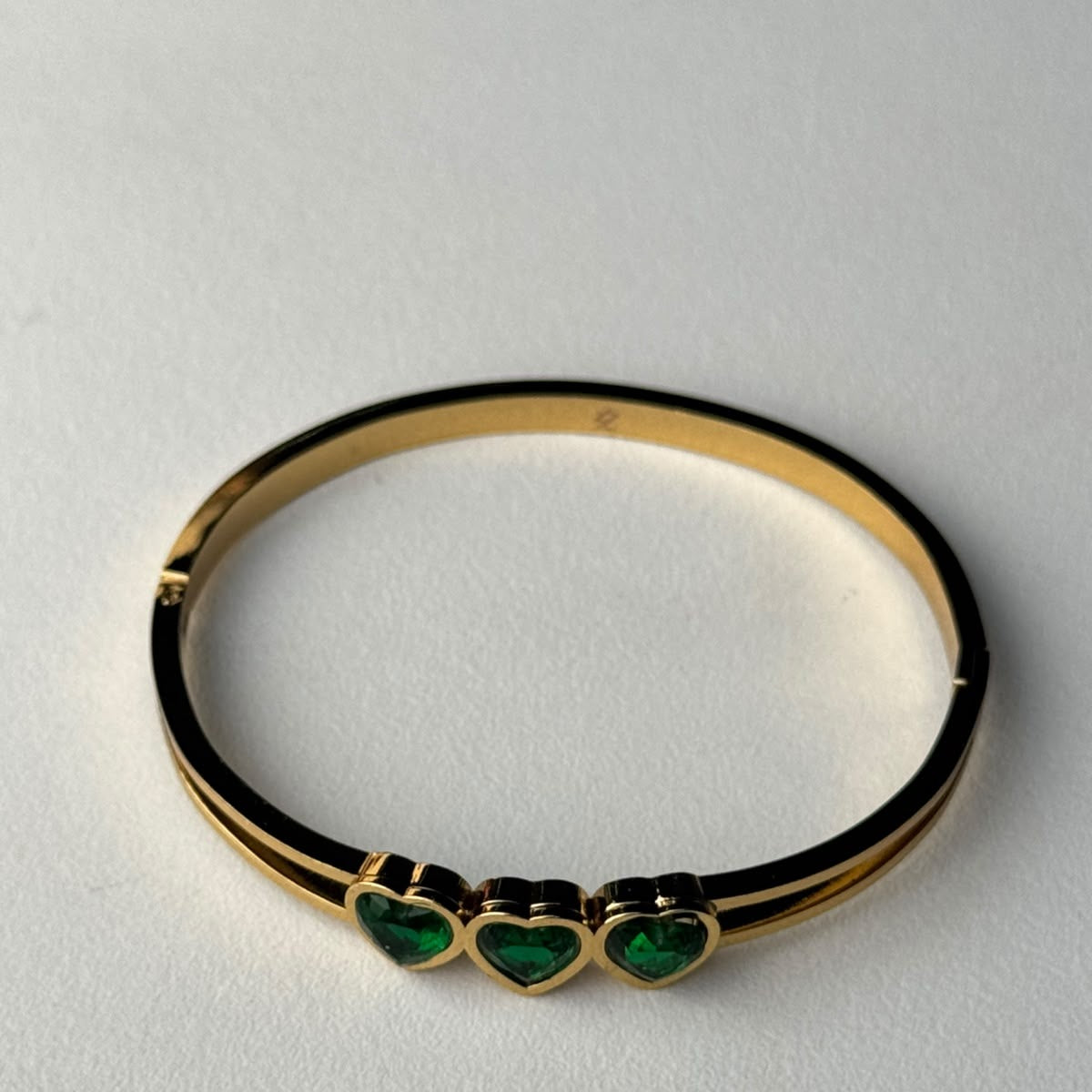 Emerald Triple Heart Bangle, real photo