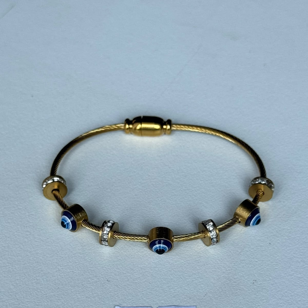 Evil Eye Bead Wire Bangle, real photo